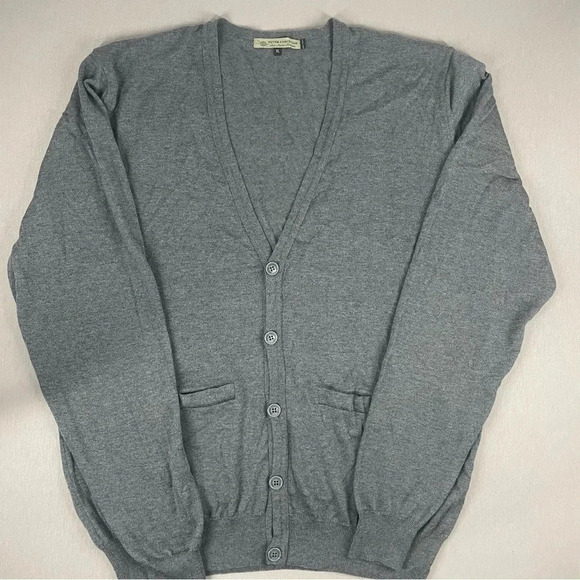 Peter Christian Italian Fine Merino Wool Gray Cardigan Sweater - Picture 2 of 8